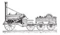 Stephenson`s Rocket, vintage engraving