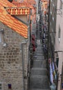 Steping stone alley orange roof Dubrovnik Croatia heritage old town Royalty Free Stock Photo