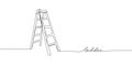 Stepladder, steps, construction ladder one line art. Continuous line drawing of repair, professional, hand, people