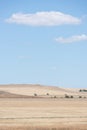 Steppe in Crimea, blue sky, clouds and yellow dry grass Royalty Free Stock Photo