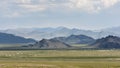 Steppe in Mongolia with Yurts Royalty Free Stock Photo