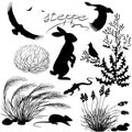 Steppe plants and animals set