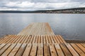 Stepped pier over the pond, wooden pier