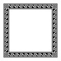 Stepped fret motif, Aztec style square frame with meander pattern