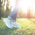 Stepping in shoes good for running Royalty Free Stock Photo