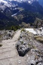 Stepping stair with View from the cliff of the Mount Jenner