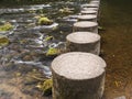 Stepping stones across river Coquet at Rothbury, Northumberland, UK