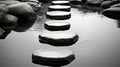 Stepping stones across the river symbolizing the journey of overcoming obstacles and challenges on the path to success Royalty Free Stock Photo