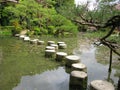 Stepping Stones in Japanese garden - Heian Temple, Kyoto, Japan Royalty Free Stock Photo