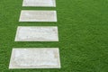 Stepping stones in lush green lawn Royalty Free Stock Photo