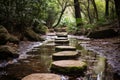 stepping stones marking a path in a zen garden Royalty Free Stock Photo