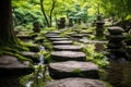 stepping stones marking a path in a zen garden Royalty Free Stock Photo