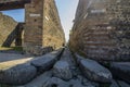 Stepping stones on the streets of the ancient Roman city of Pompeii, Italy Royalty Free Stock Photo