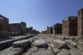 Stepping stones on the streets of the ancient Roman city of Pompeii, Italy Royalty Free Stock Photo