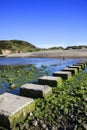 Stepping Stones at Three Cliffs Bay, Wales Royalty Free Stock Photo