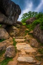 Steps and boulders at Devil's Den, Gettysburg, Pennsylvania. Royalty Free Stock Photo
