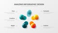 5 steps business infographic vector 3D colorful balls illustration. Company statistics information graphic visualization template.