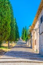 365 steps of Carrer del Calvari stairway leading to the El Calvari chapel at Pollenca, Mallorca, Spain Royalty Free Stock Photo