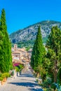 365 steps of Carrer del Calvari stairway leading to the El Calvari chapel at Pollenca, Mallorca, Spain Royalty Free Stock Photo