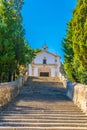 365 steps of Carrer del Calvari stairway leading to the El Calvari chapel at Pollenca, Mallorca, Spain Royalty Free Stock Photo