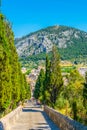 365 steps of Carrer del Calvari stairway leading to the El Calvari chapel at Pollenca, Mallorca, Spain Royalty Free Stock Photo