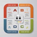 4 steps chart layout for sample text&data. Design clean template.