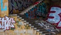 Steps with graffiti spree river Berlin Royalty Free Stock Photo