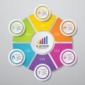 6 steps cycle chart infographics elements.