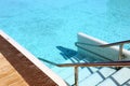 Steps that descend into the swimming pool