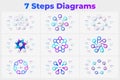 7 Steps Diagram Infographic Set for Business Presentation Template with Seven Step Process Options Royalty Free Stock Photo