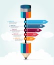 5 Steps education pencil infographics option to success business and education learning.