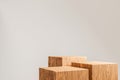 3 steps of empty wooden cube podium, showcase product
