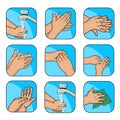 Steps of hand washing vector illustration