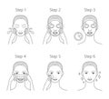 Steps how to apply facial mask. Vector illustrations se