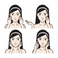 Steps how to facial care.Vector illustration