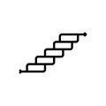 Black line icon for Steps, climb staircase and success
