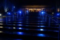 Steps Illuminated by Blue Floodlights.