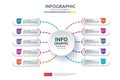 10 steps infographic. timeline design template with 3D paper label. Business concept with options. For content, diagram, flowchart