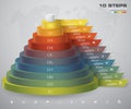 10 steps layers diagram. Simple & editable abstract design element.