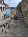 Steps leading down to the river in Porto, Portugal