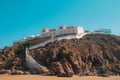 Steps leading to Aftas Beach in the chill coastal town of Mirleft, Morocco. Landmark popular with surfers, locals, and tourists. Royalty Free Stock Photo