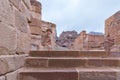Steps leading to the upper part of Roman Temple in Petra. Near Wadi Musa city in Jordan Royalty Free Stock Photo