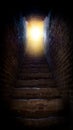 Steps leading up to the sun . Way to God . bright light from heaven . Religious background . Light from sky . solar explosio Royalty Free Stock Photo