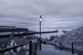 199 steps leading from Whitby Abbey to the harbour entrance, Yorkshire, England. Royalty Free Stock Photo