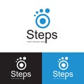 Steps Logo Design Template With Leg. Logo footprint step logotype lettering. Royalty Free Stock Photo