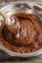 Steps of making chocolate cake : mixing ingredients Royalty Free Stock Photo