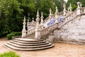 Steps with ornate white balustrades and blue tile in Lamego, Portugal