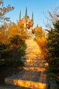 The steps and pavilion sunset Royalty Free Stock Photo