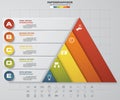 5 steps presentation char in pyramid shape. graphic or website layout. Vector.