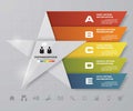 5 steps presentation template/5 options/ star shape graphic or website layout. Vector.